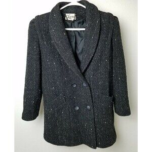 Vintage The Legend Women's Size 13-14 Wool Jacket Pea Coat Padded Shoulders